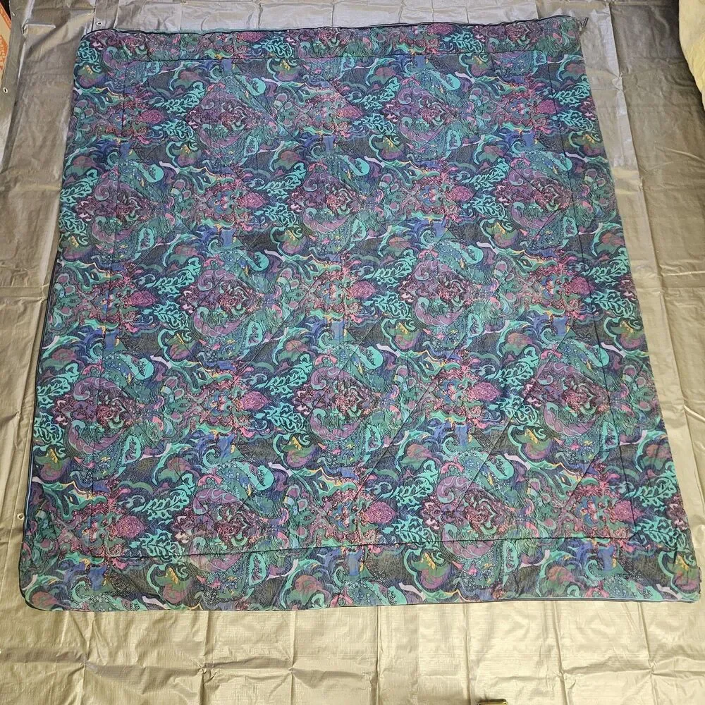 Bill Blass For Springmaid Full Bedspread Vintage 80-90s Marbled Jewel Comforter